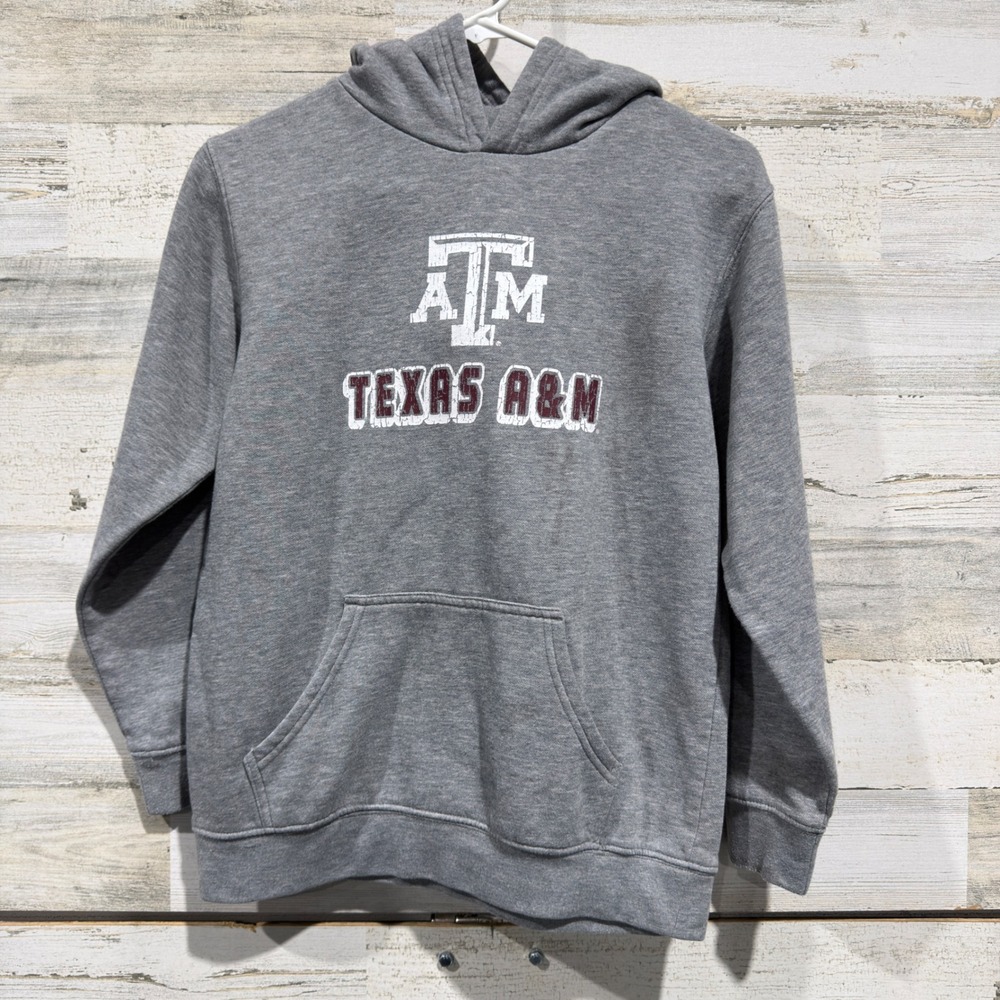 Rivalry Threads Texas A&M Hoodie Kids L 12/14 Gray Distressed Gameday *Flawed*